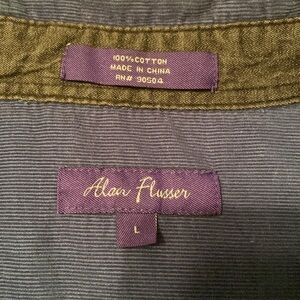 Alan Flusser Pin Whale Corduroy button down long sleeved shirt navy Size Large